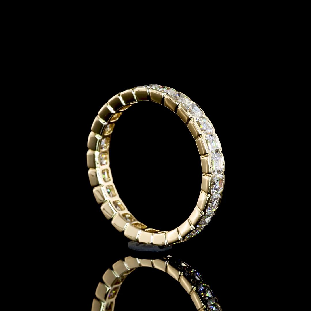 Lab-Grown 2.06 Carat Asscher E-VS1 Diamond 14K Yellow Gold Eternity Band Eternit