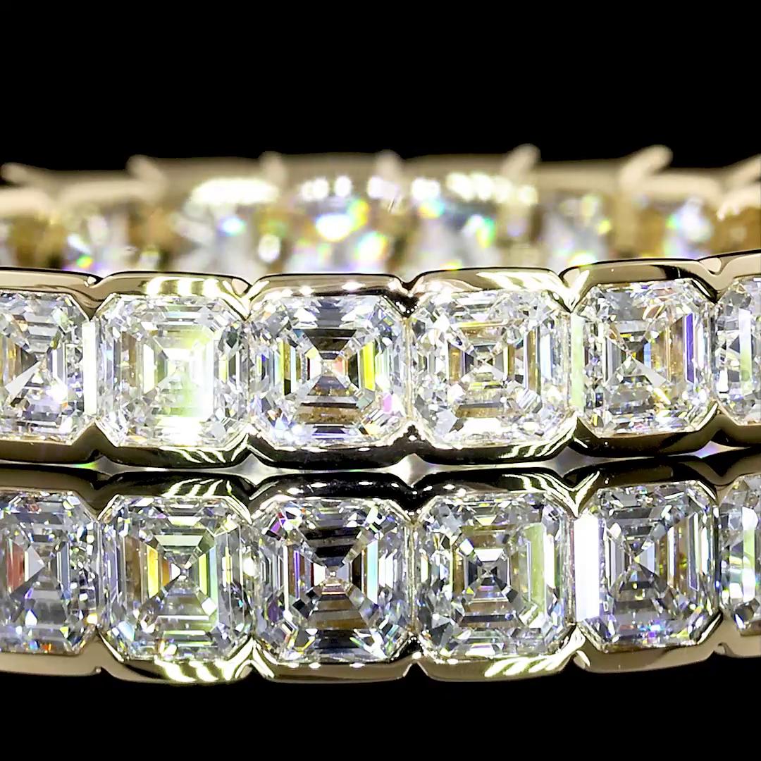Lab-Grown 2.06 Carat Asscher E-VS Diamond 14K Yellow Gold Eternity Band Eternity