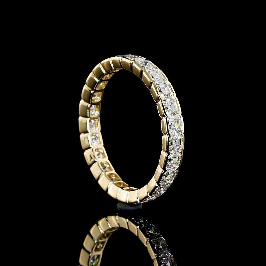 Lab-Grown 2.06 Carat Asscher E-VS Diamond 14K Yellow Gold Eternity Band Eternity