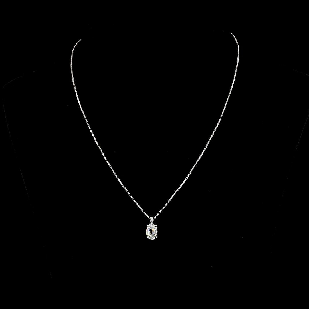 Lab-Grown 2.07 Carat Antique Oval E-VVS2 Diamond 14K White Gold Pendant Pendant
