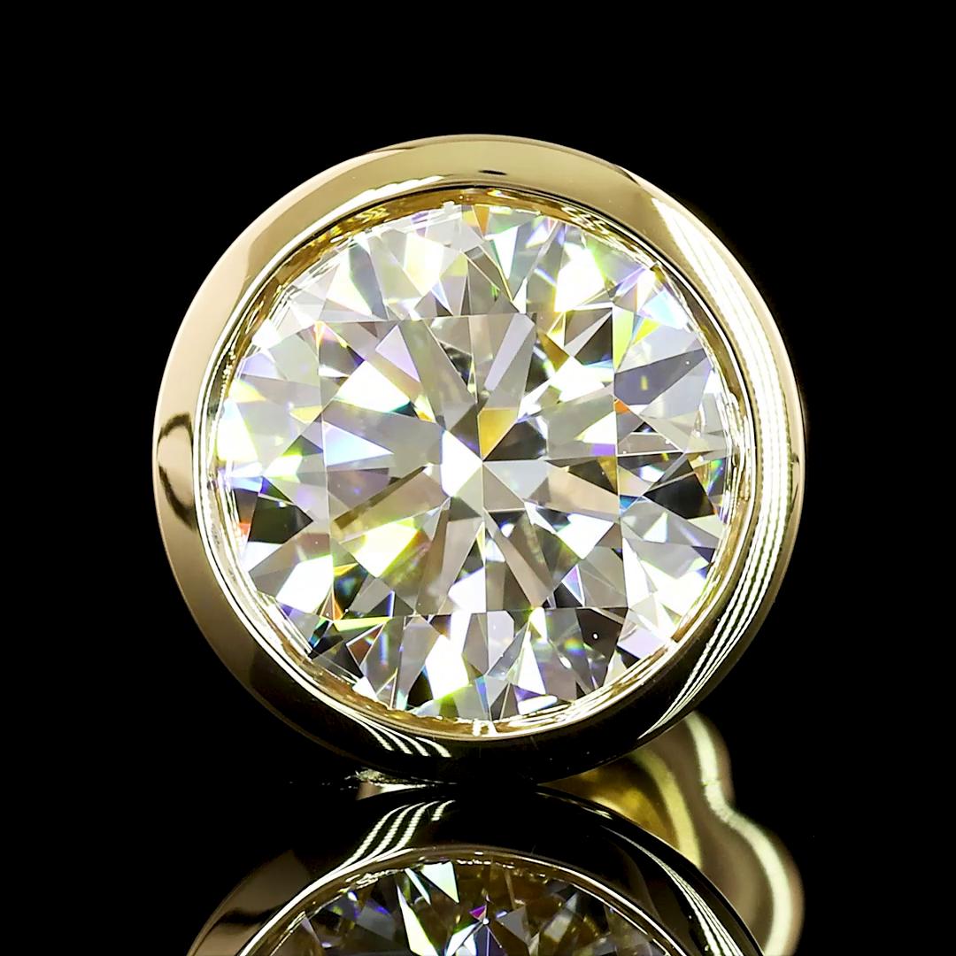 Lab-Grown 2.07 Carat Round D-VVS2 Diamond 14K Yellow Gold Studs Earrings