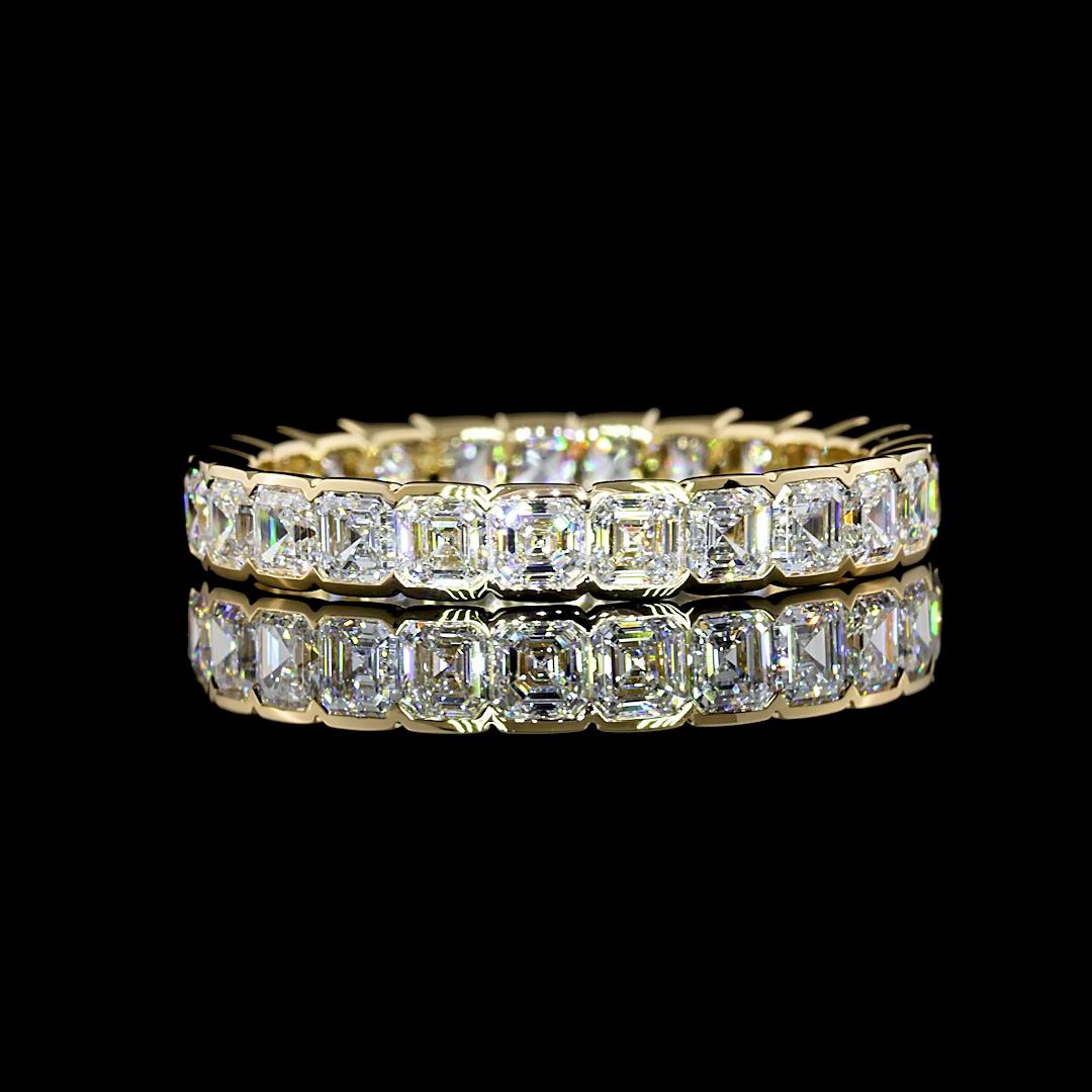 Lab-Grown 2.08 Carat Asscher E-VS1 Diamond 14K Yellow Gold Eternity Band Eternit