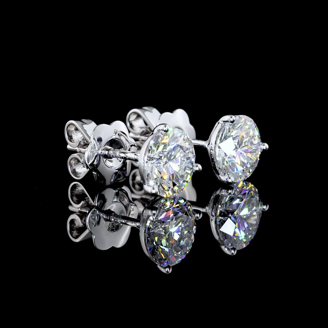 Lab-Grown 2.10 Carat Round E-VVS2 Diamond 14K White Gold Martini Earrings