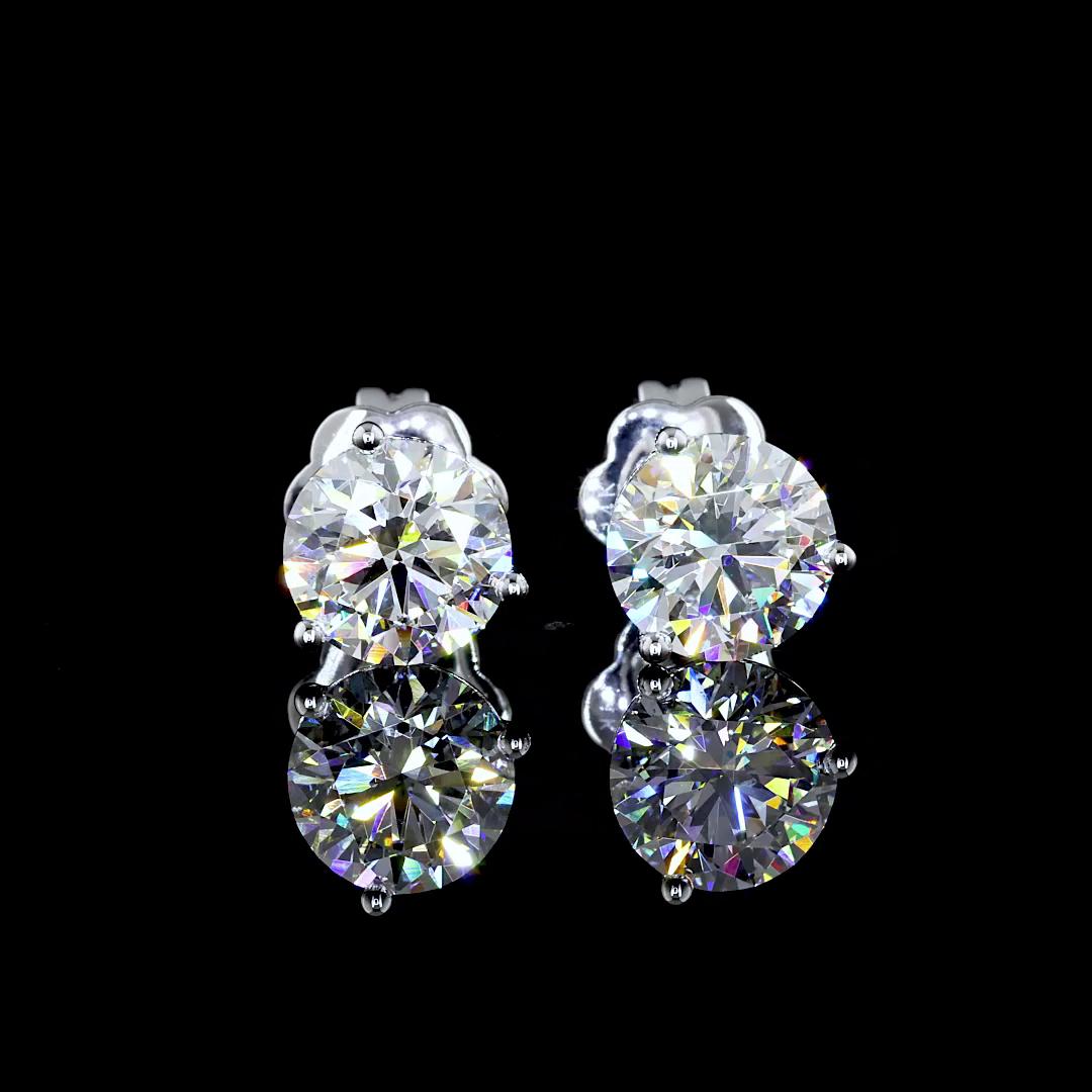 Lab-Grown 2.10 Carat Round E-VVS2 Diamond 14K White Gold Martini Earrings