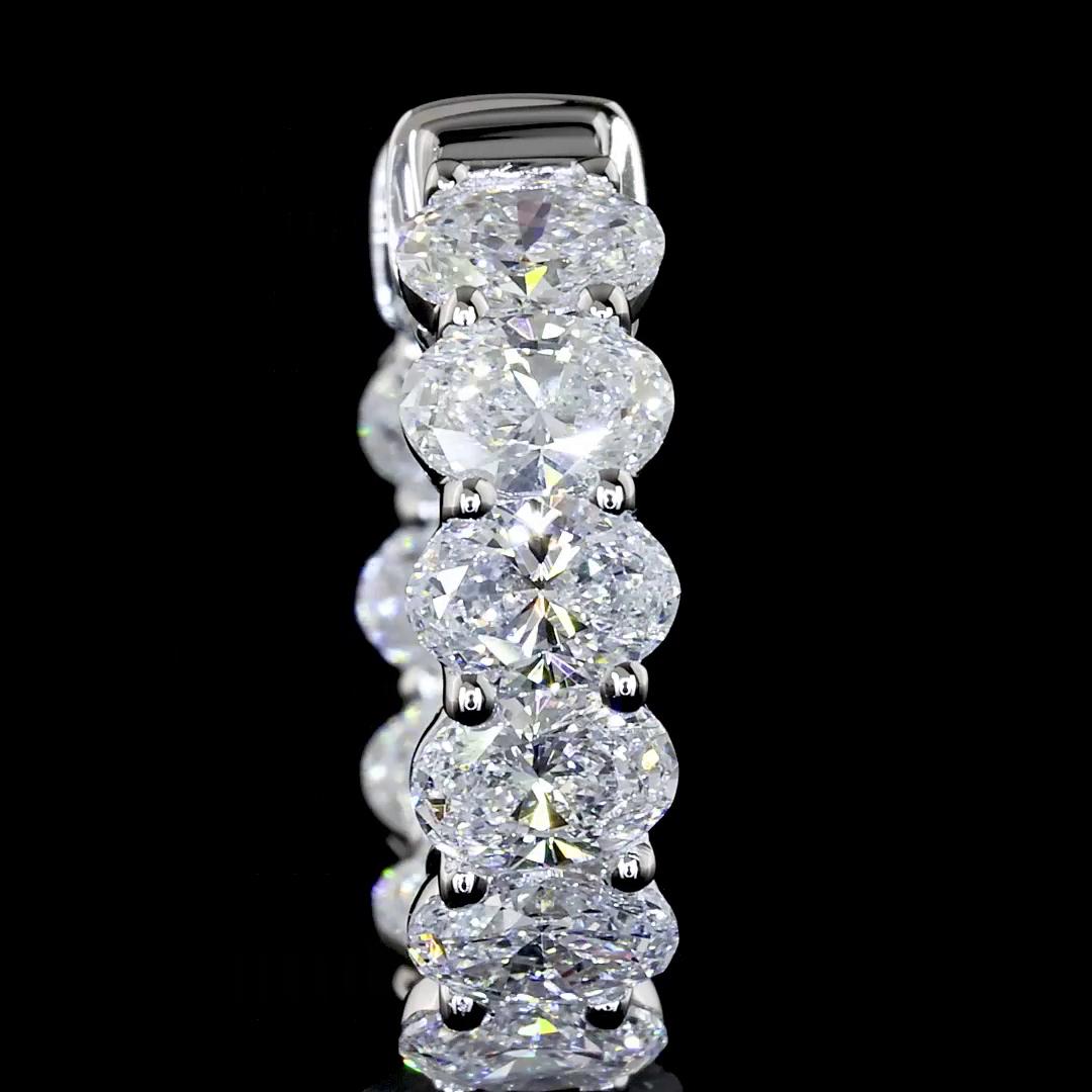 Lab-Grown 2.11 Carat Oval E-VS Diamond 14K White Gold Huggies Earrings
