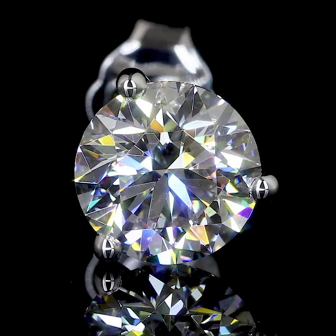 Lab-Grown 2.13 Carat Round D-VVS2 Diamond 14K White Gold Martini Earrings