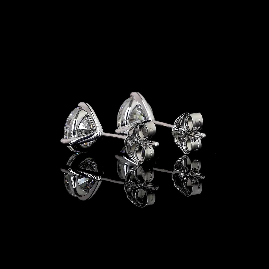 Lab-Grown 2.13 Carat Round D-VVS2 Diamond 14K White Gold Martini Earrings