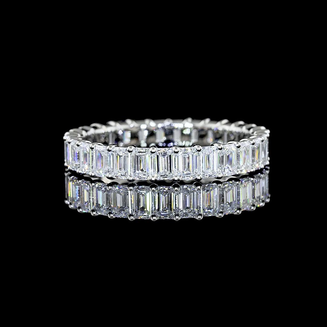 Lab-Grown 2.16 Carat Emerald D-VS1 Diamond Platinum Eternity Band Eternity Band