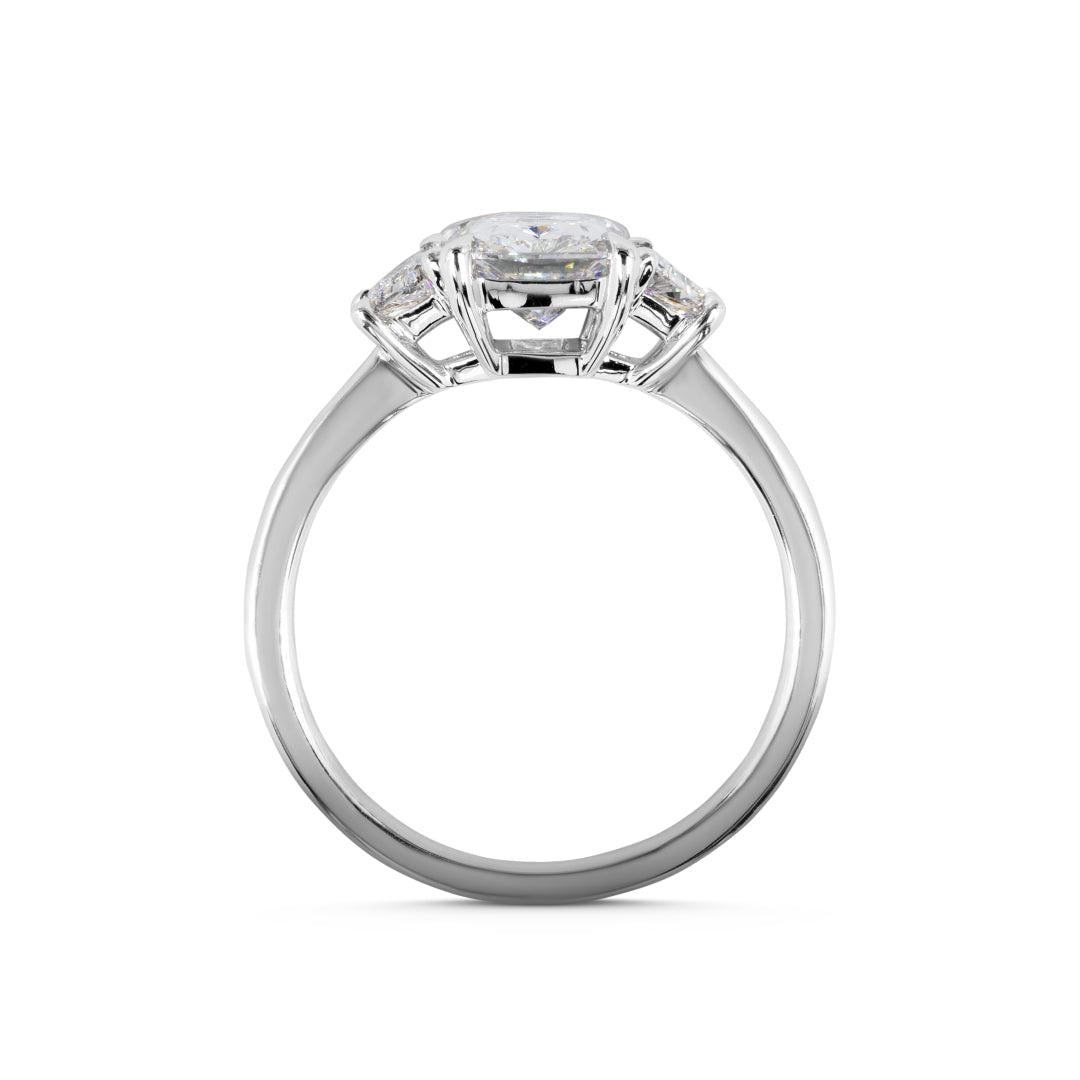 Lab-Grown 2.16 Carat Radiant E-VVS2 Diamond 14K White Gold 3 Stones Ring