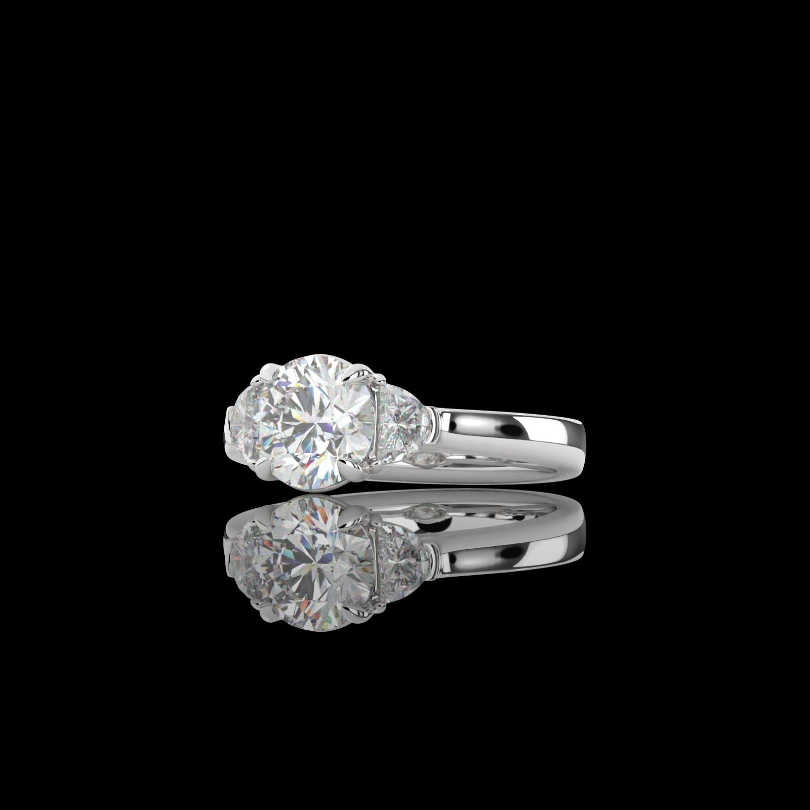 Lab-Grown 2.44 Carat Round E-VVS2 Diamond Platinum 3 Stones Ring