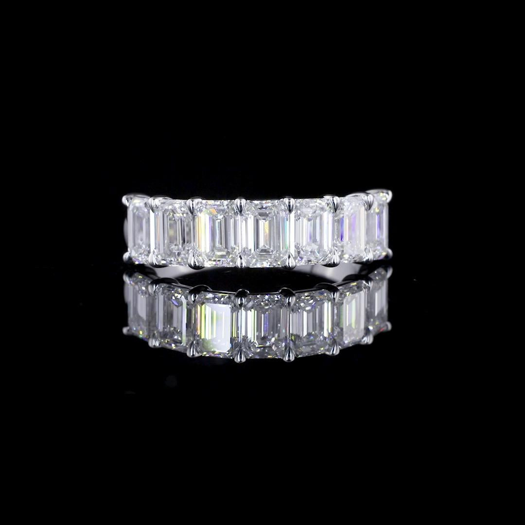 Lab-Grown 2.45 Carat Emerald F-VVS2 Diamond 14K White Gold Half Eternity Eternit