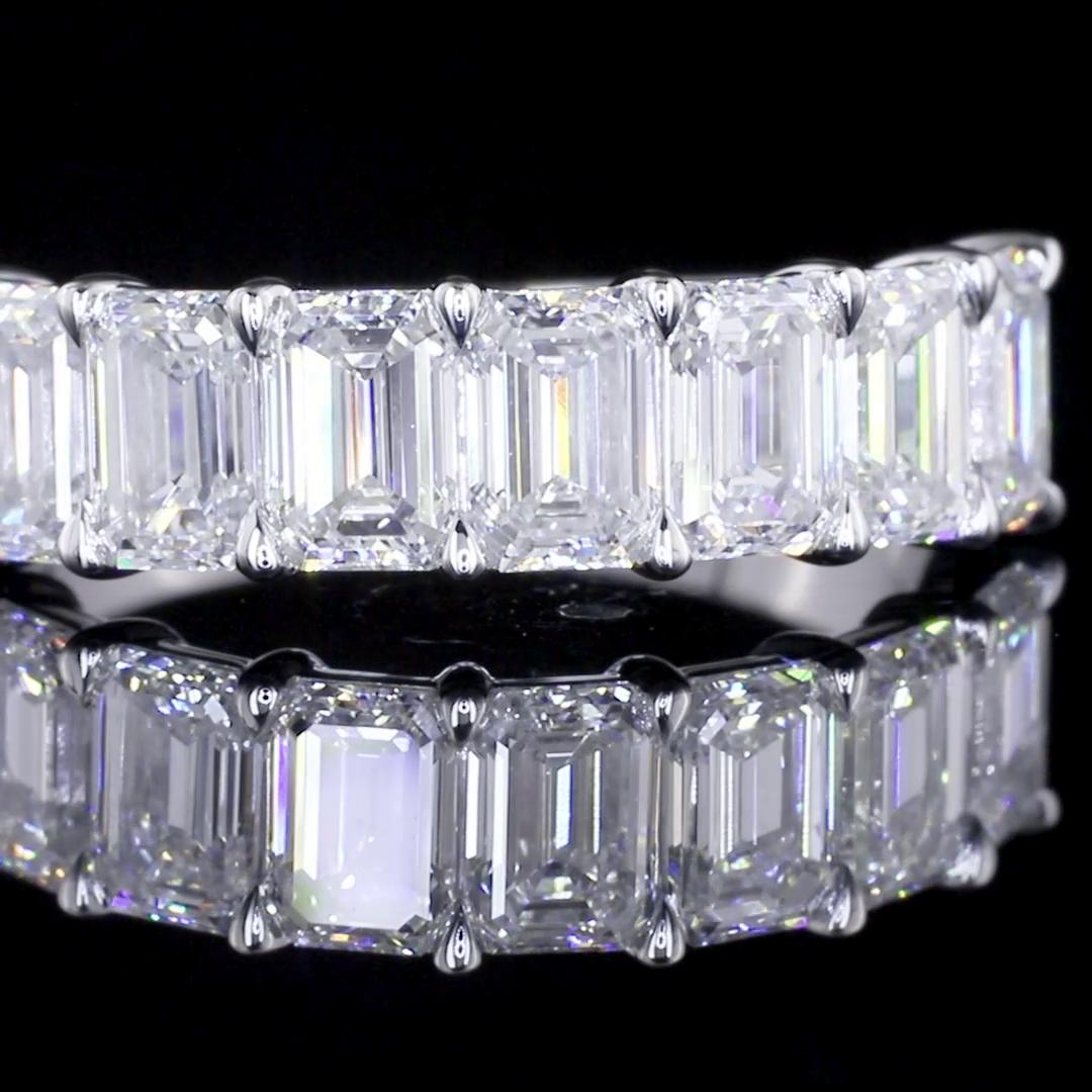 Lab-Grown 2.45 Carat Emerald F-VVS2 Diamond 14K White Gold Half Eternity Eternit