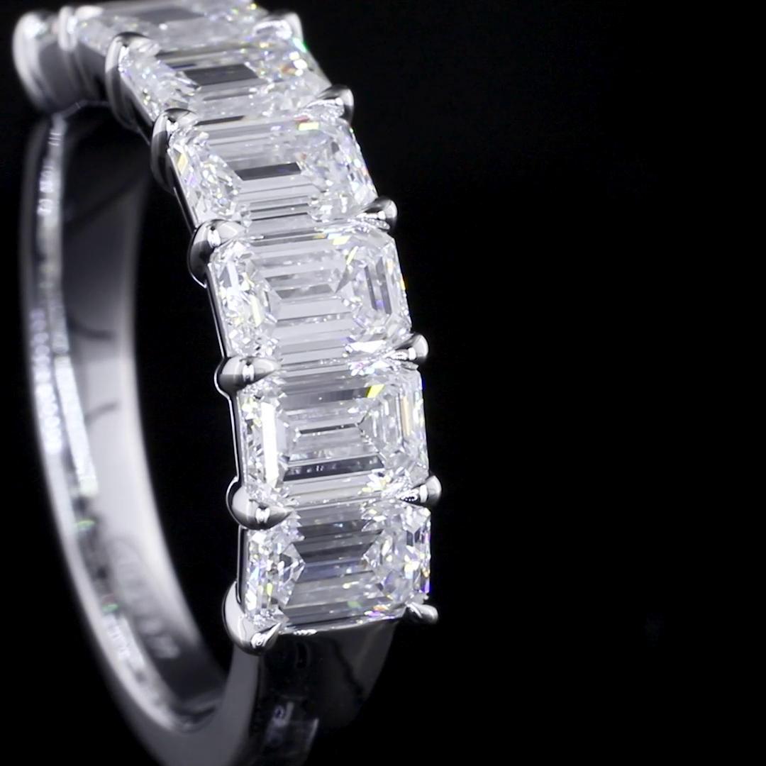 Lab-Grown 2.45 Carat Emerald F-VVS2 Diamond 14K White Gold Half Eternity Eternit