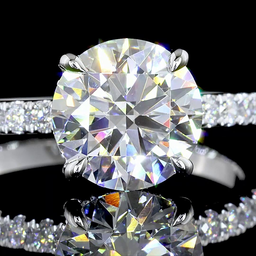 Lab-Grown 2.49 Carat Round D-VS1 Diamond 14K White Gold Solitaire Ring