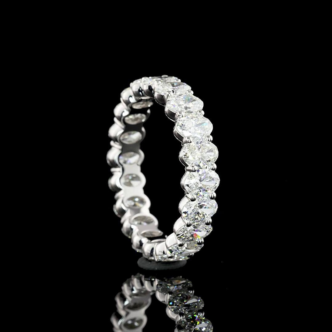 Lab-Grown 2.93 Carat Oval F-VS1 Diamond 14K White Gold Eternity Band Eternity Ba