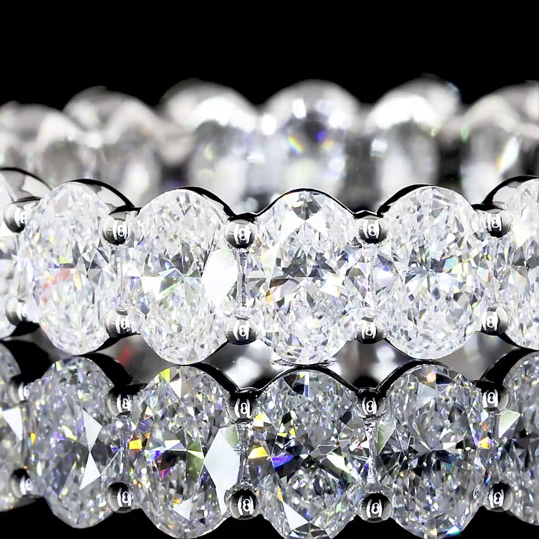 Lab-Grown 2.93 Carat Oval F-VS1 Diamond 14K White Gold Eternity Band Eternity Ba