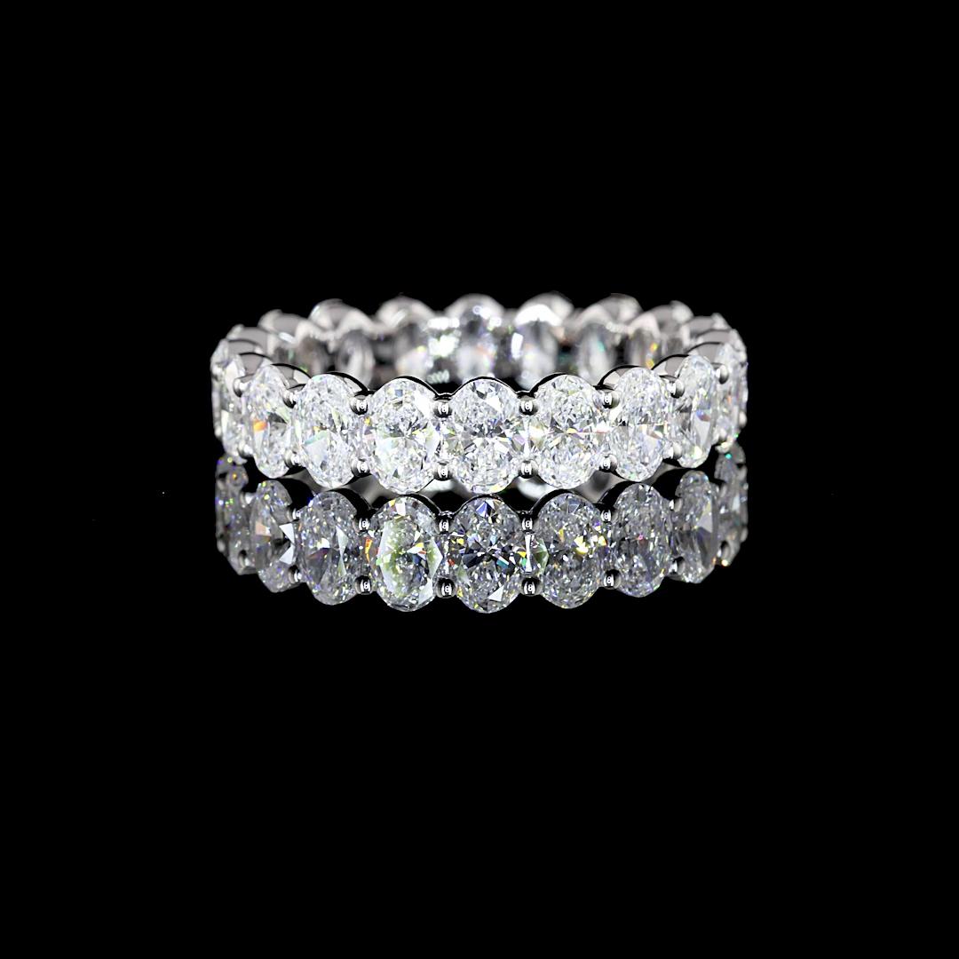 Lab-Grown 2.95 Carat Oval F-VS1 Diamond 14K White Gold Eternity Band Eternity Ba