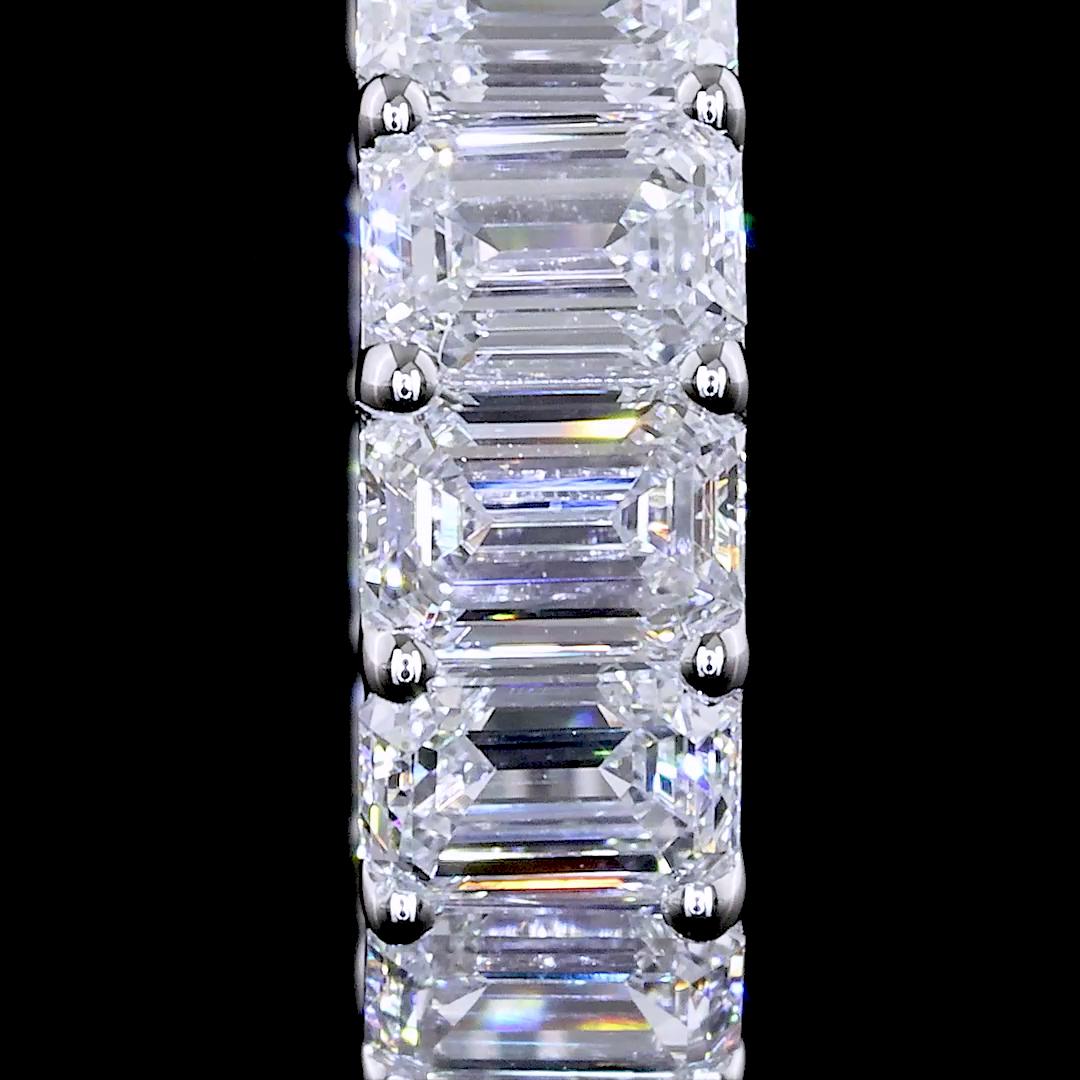 Lab-Grown 2.96 Carat Emerald F-VS1 Diamond 14K White Gold Huggies Earrings