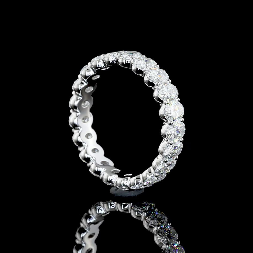 Lab-Grown 2.96 Carat Oval E-VS Diamond 14K White Gold Eternity Band Eternity Ban