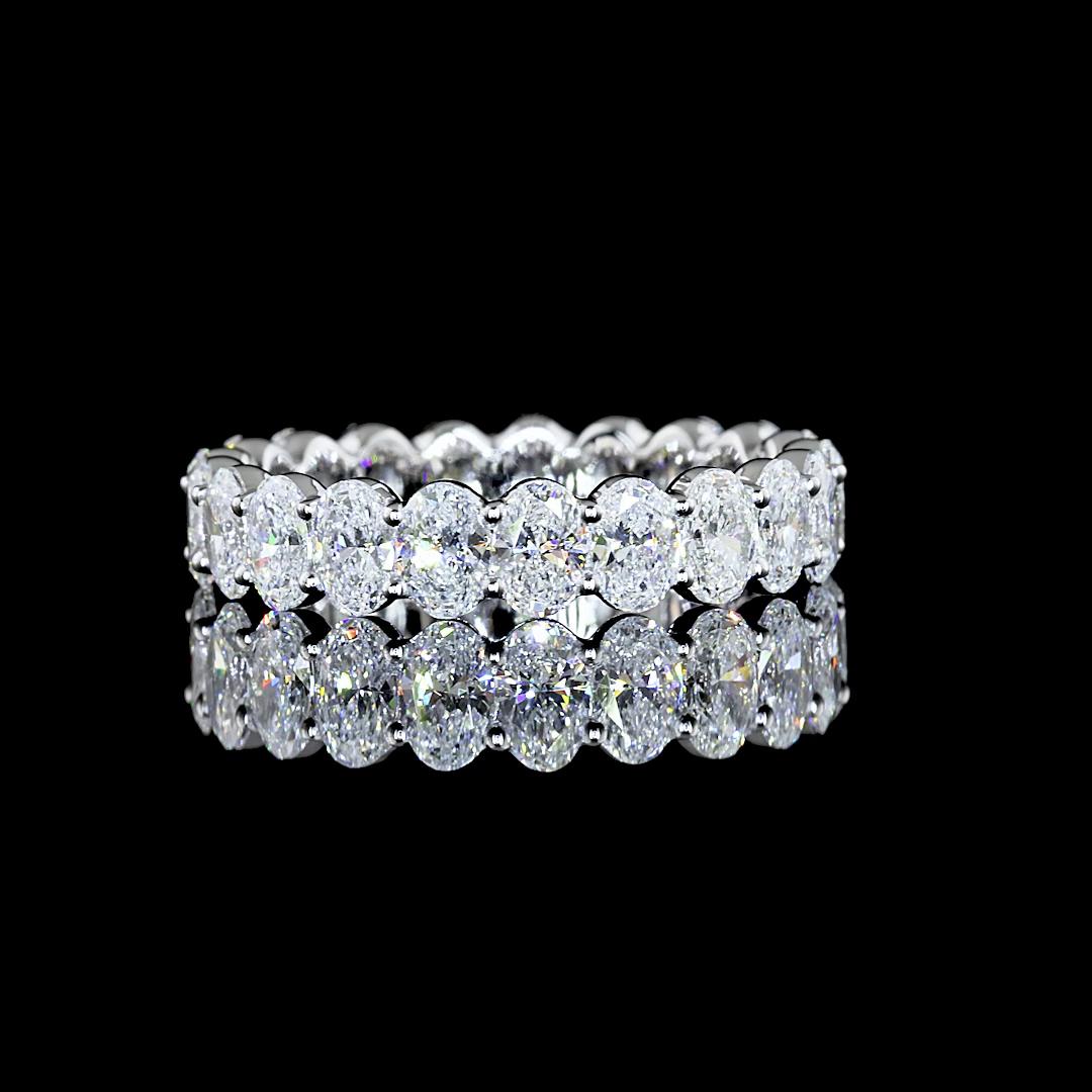 Lab-Grown 2.96 Carat Oval F-VS1 Diamond 14K White Gold Eternity Band Eternity Ba