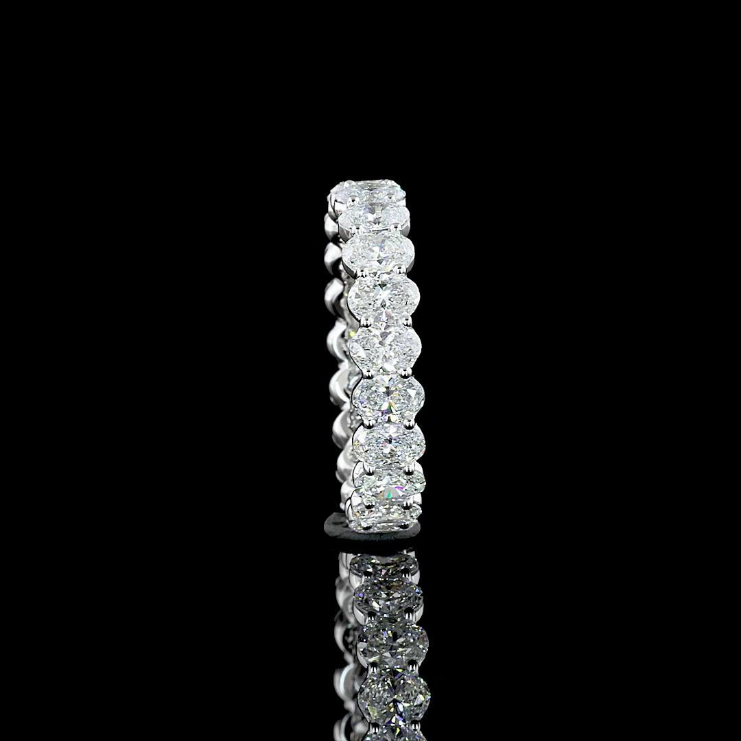 Lab-Grown 2.96 Carat Oval F-VS1 Diamond 14K White Gold Eternity Band Eternity Ba