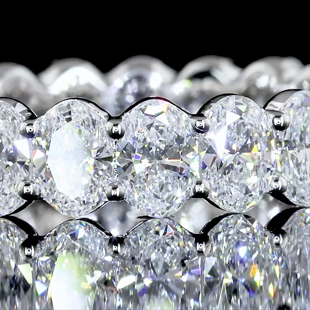 Lab-Grown 2.96 Carat Oval F-VS1 Diamond 14K White Gold Eternity Band Eternity Ba
