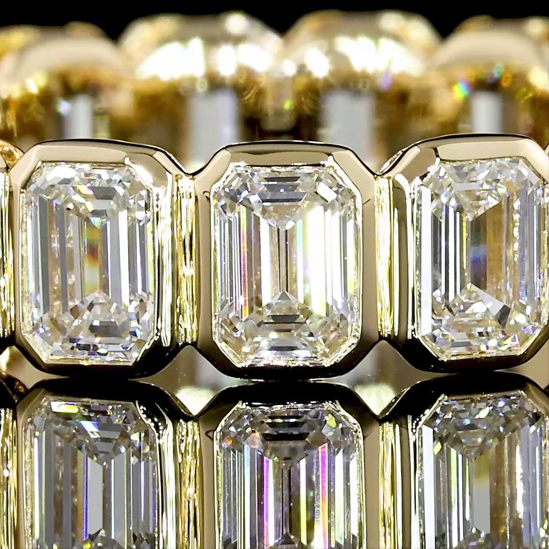 Lab-Grown 3.01 Carat Emerald E-VS Diamond 14K Yellow Gold Eternity Band Eternity