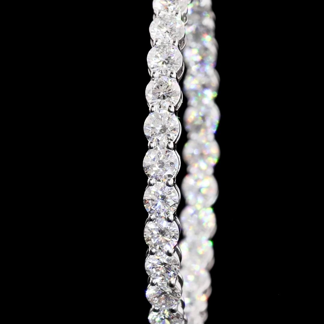 Lab-Grown 3.20 Carat Round E-VS1 Diamond 14K White Gold Hoops Earrings