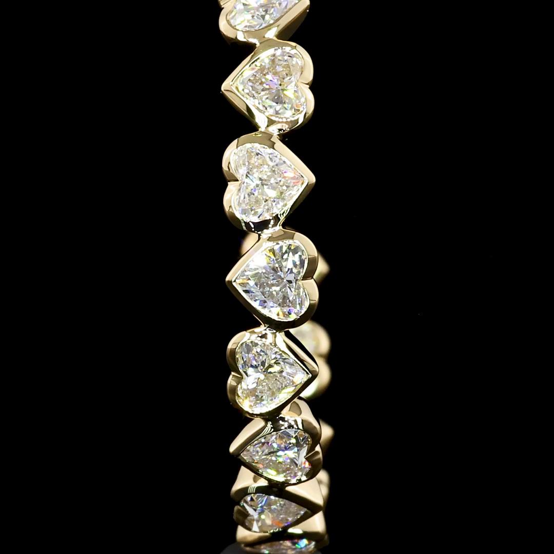Lab-Grown 3.34 Carat Heart F-VS1 Diamond 14K Yellow Gold C Hoops Earrings