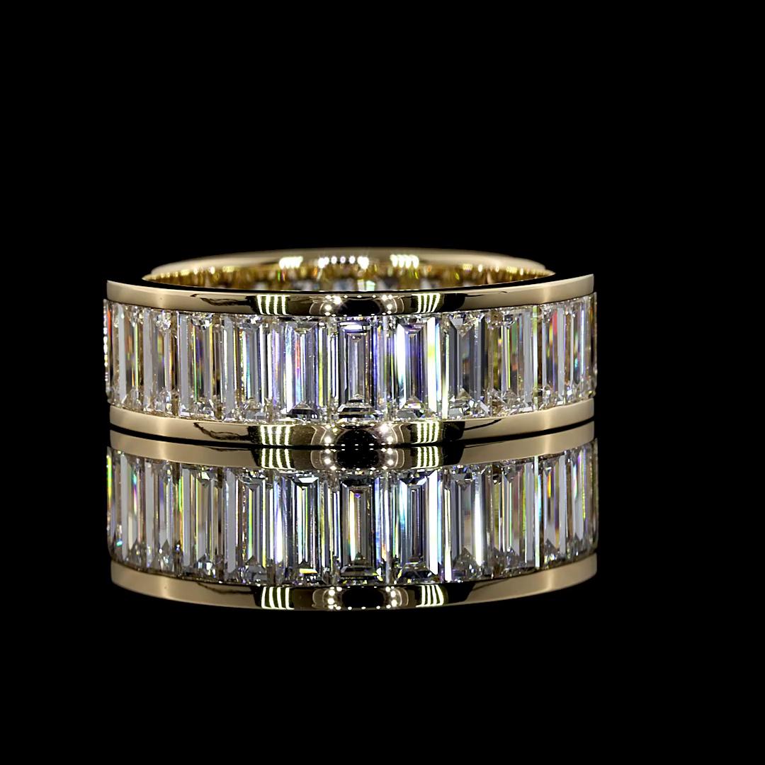 Lab-Grown 3.95 Carat Baguette E-VS1 Diamond 14K Yellow Gold Eternity Band Eterni