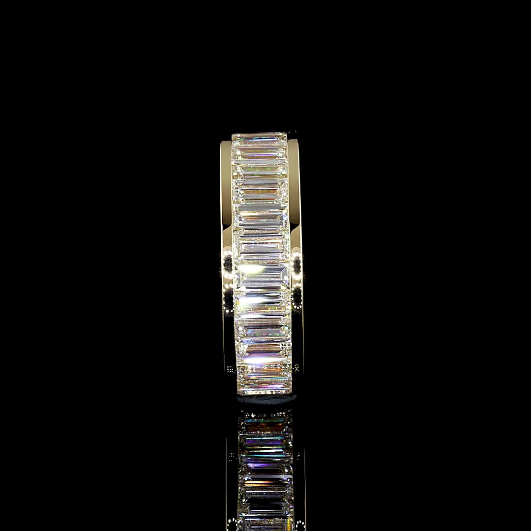 Lab-Grown 3.95 Carat Baguette E-VS1 Diamond 14K Yellow Gold Eternity Band Eterni