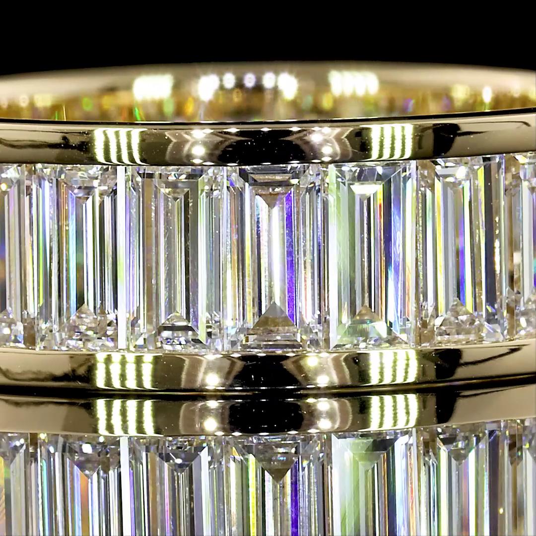 Lab-Grown 3.95 Carat Baguette E-VS1 Diamond 14K Yellow Gold Eternity Band Eterni