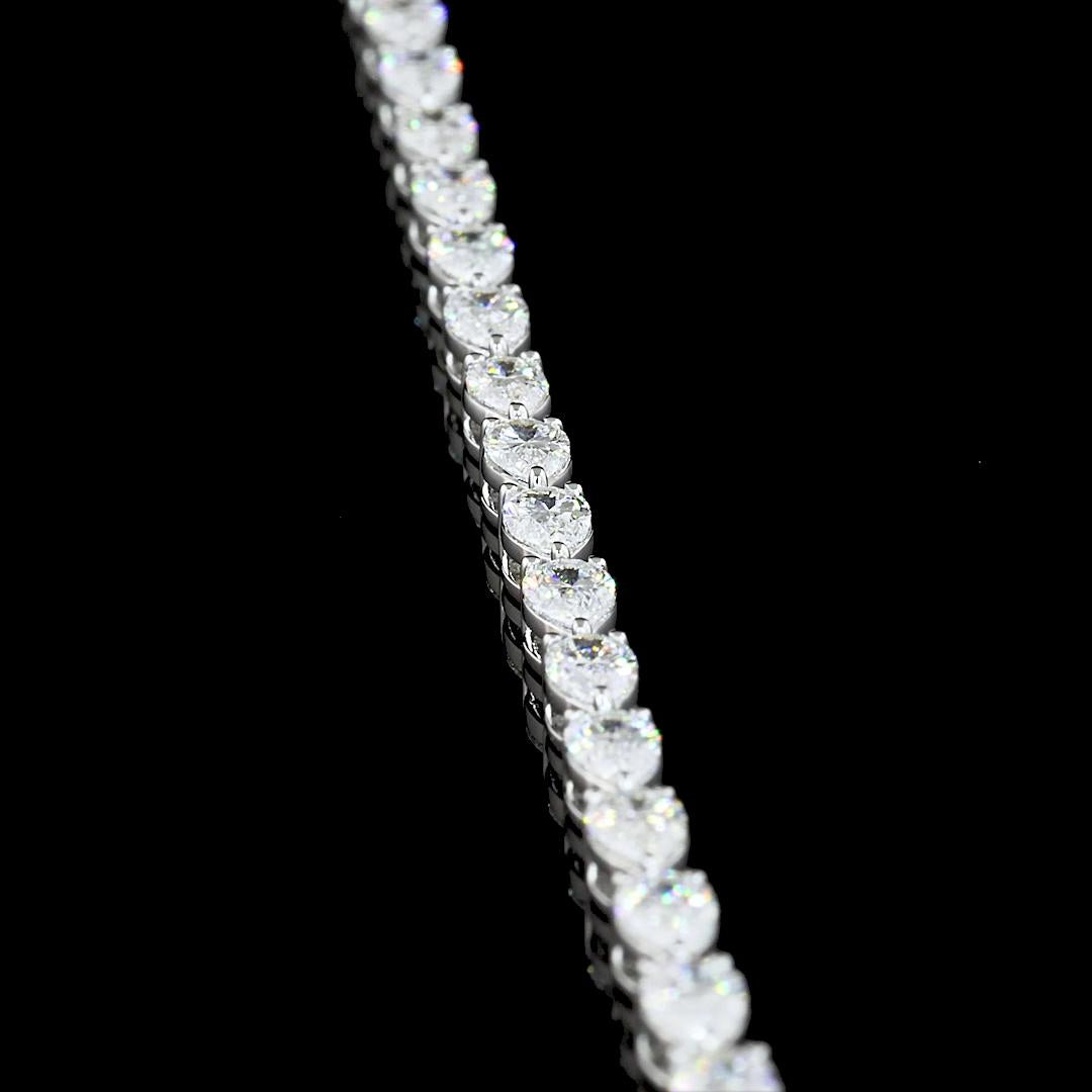 Lab-Grown 4.01 Carat Pear F-VS1 Diamond 14K White Gold Tennis Bracelet