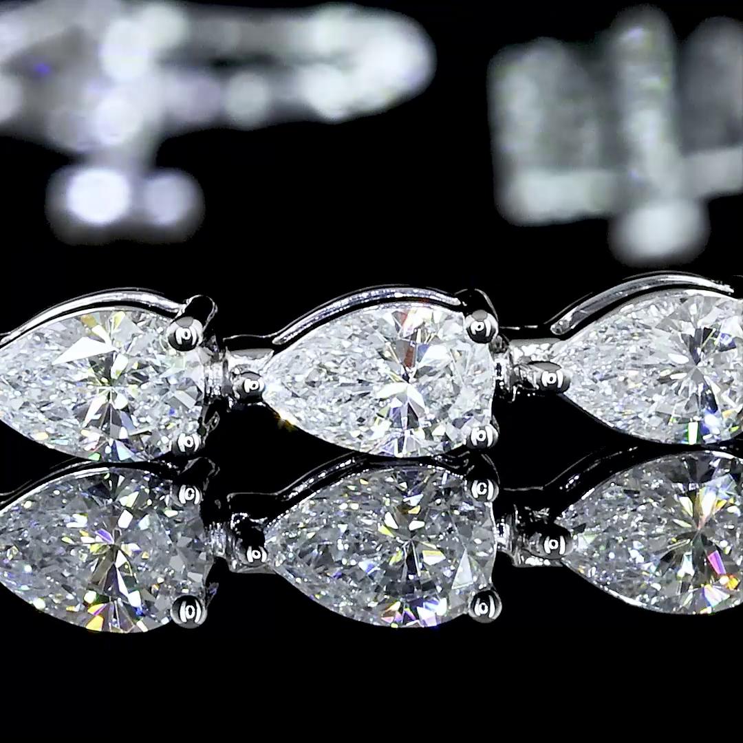 Lab-Grown 4.01 Carat Pear F-VS1 Diamond 14K White Gold Tennis Bracelet