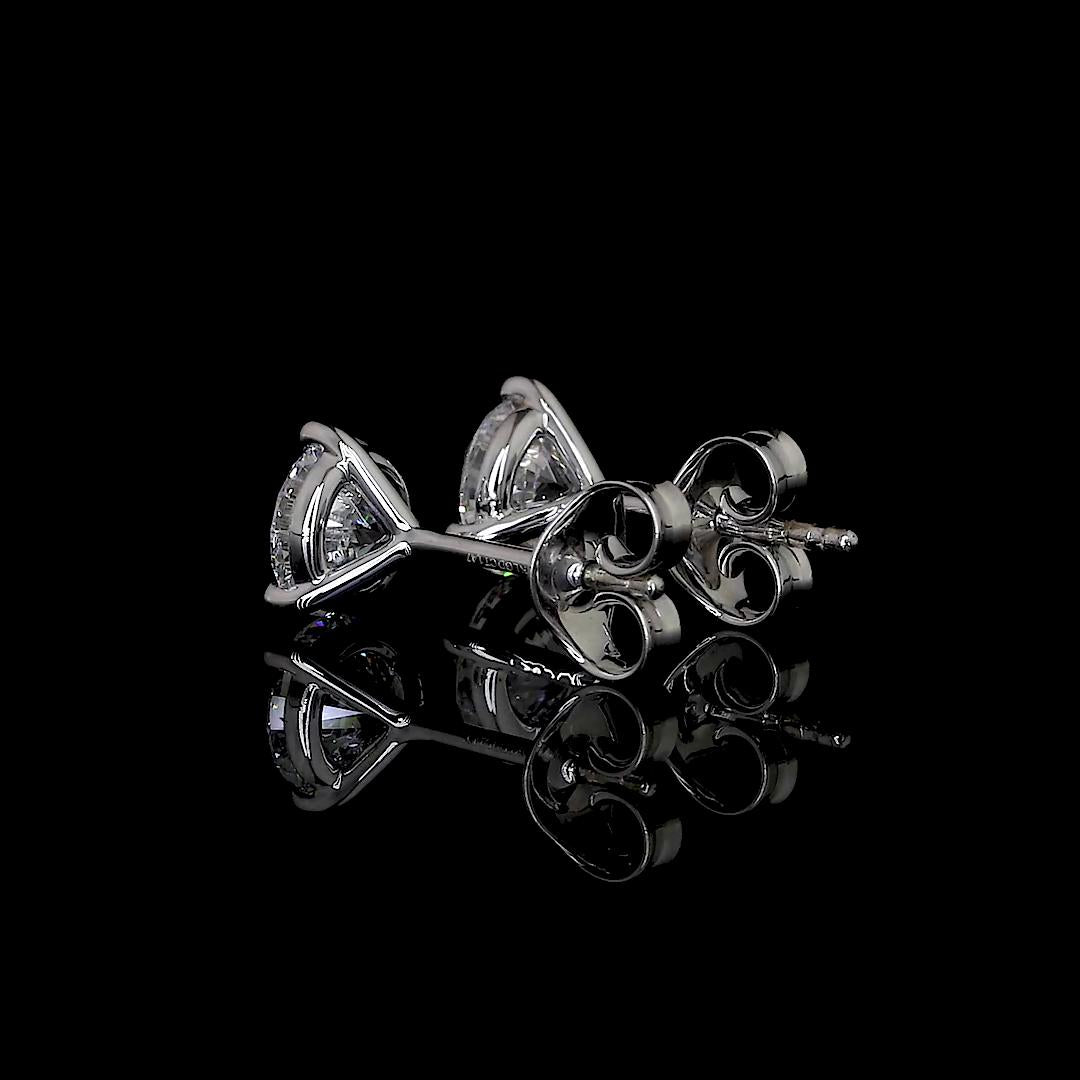 Lab-Grown 4.05 Carat Round I-VVS2 Diamond 14K White Gold Martini Earrings
