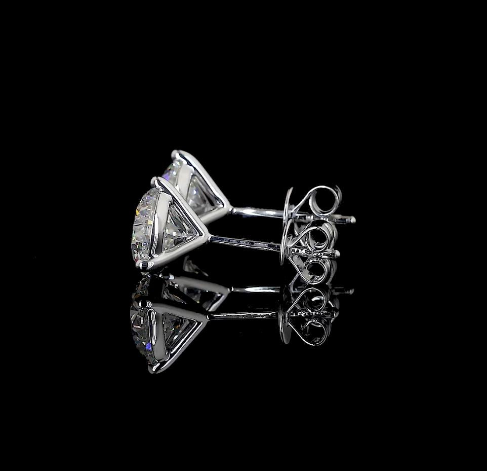 Lab-Grown 4.18 Carat Round G-VS1 Diamond 14K White Gold Martini Earrings