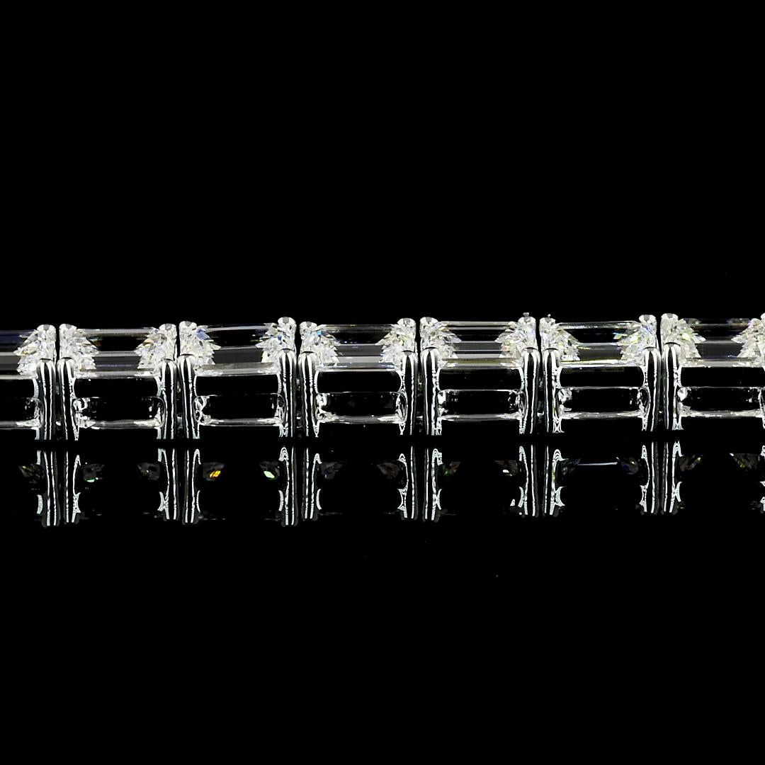 Lab-Grown 4.80 Carat Emerald F-VS1 Diamond 14K White Gold Tennis Bracelet