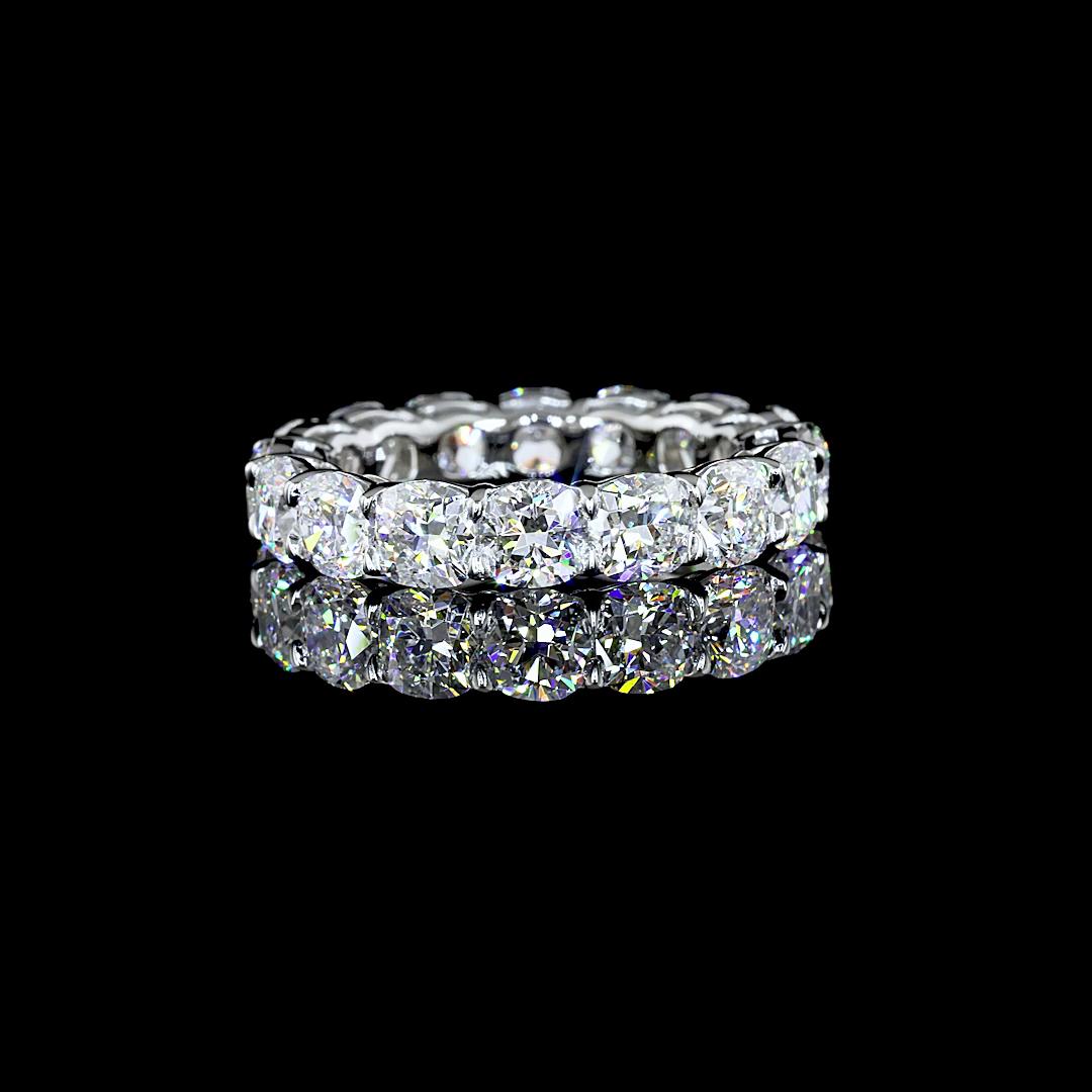 Lab-Grown 5.03 Carat Square Cushion Brilliant F-VS1 Diamond Platinum Eternity Ba