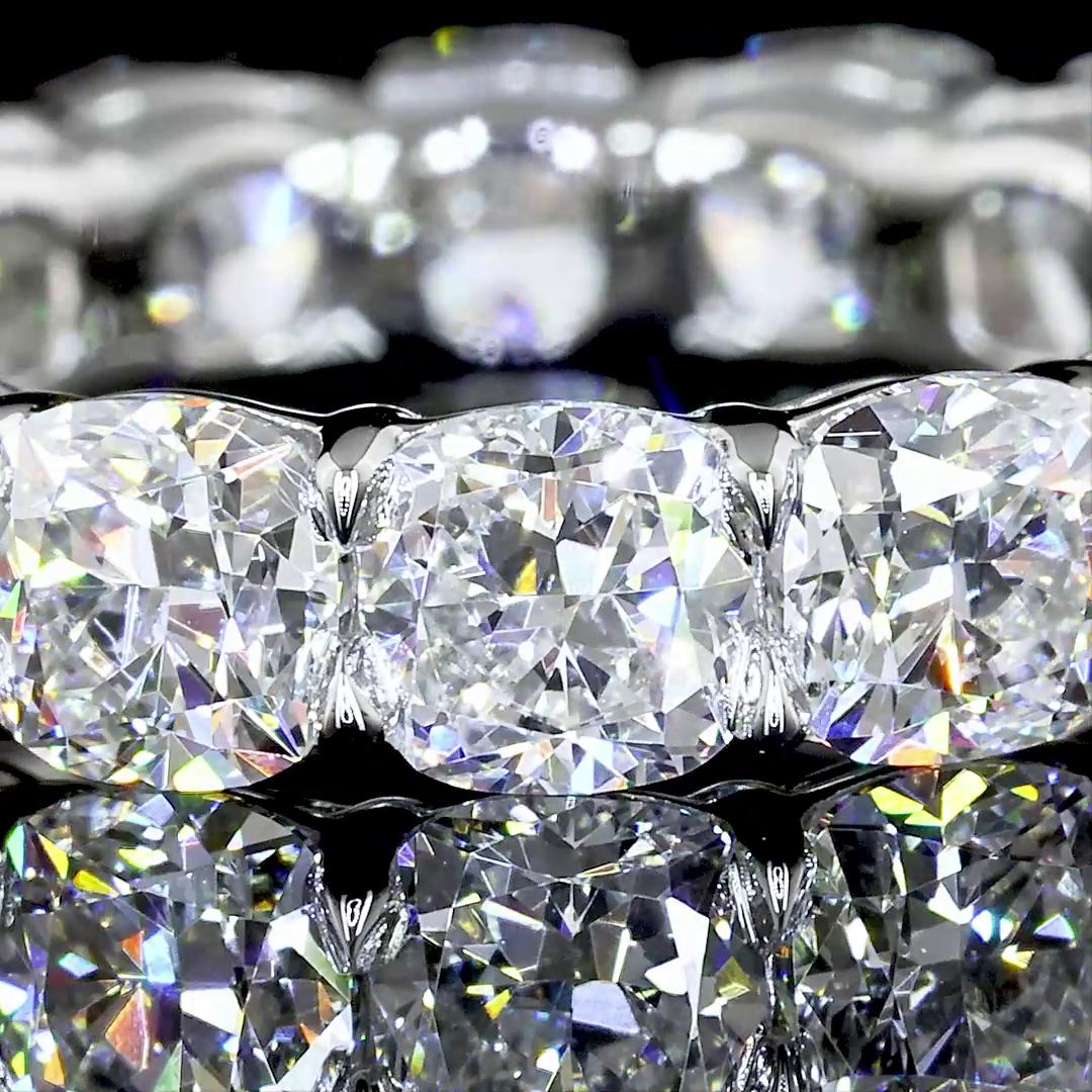 Lab-Grown 5.03 Carat Square Cushion Brilliant F-VS1 Diamond Platinum Eternity Ba