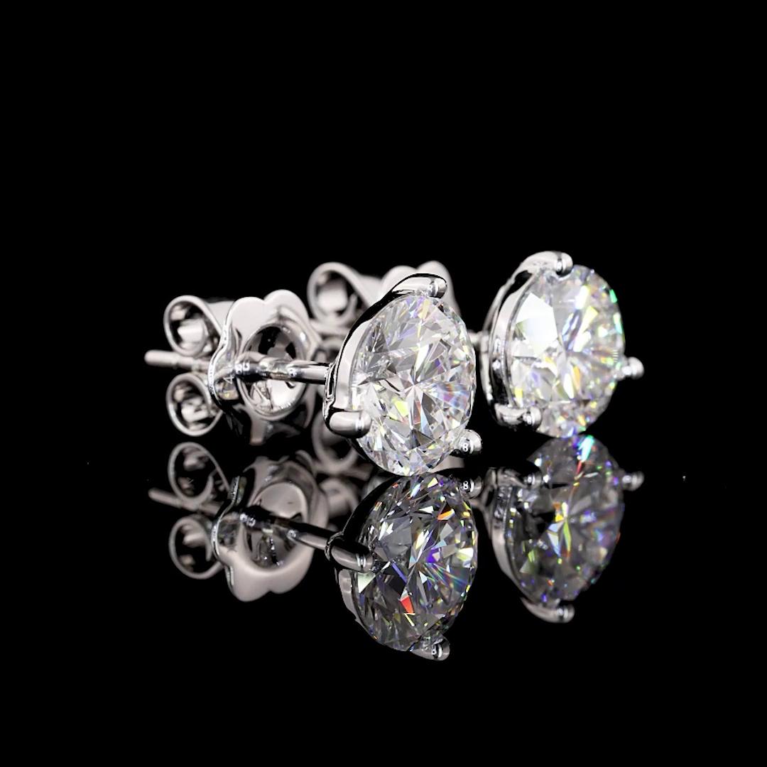 Lab-Grown 5.05 Carat Round F-VVS2 Diamond 14K White Gold Martini Earrings