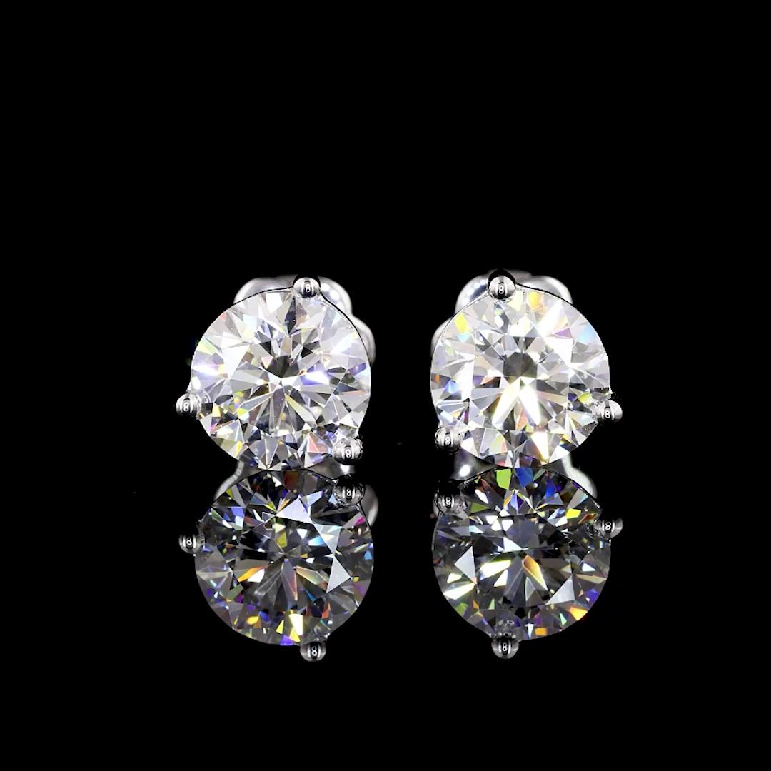 Lab-Grown 5.05 Carat Round F-VVS2 Diamond 14K White Gold Martini Earrings