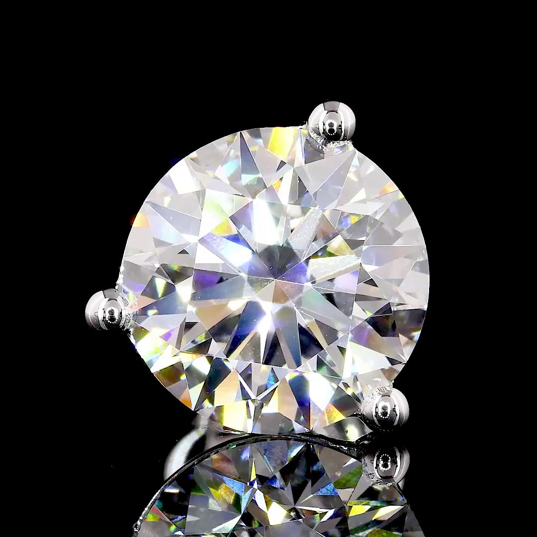 Lab-Grown 5.08 Carat Round E-VS2 Diamond 14K White Gold Martini Earrings
