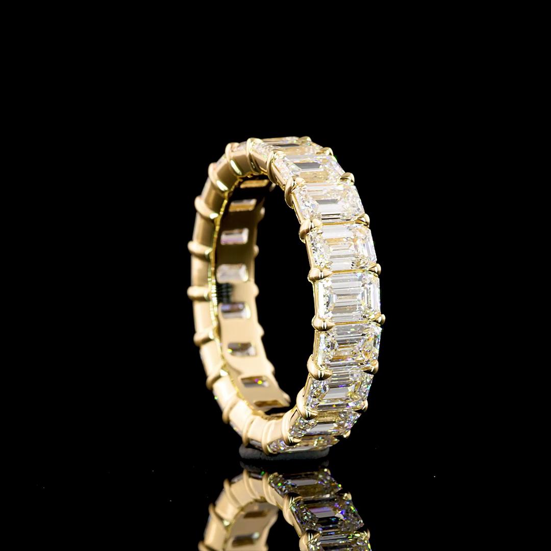 Lab-Grown 5.10 Carat Emerald E-VS1 Diamond 14K Yellow Gold Eternity Band Eternit