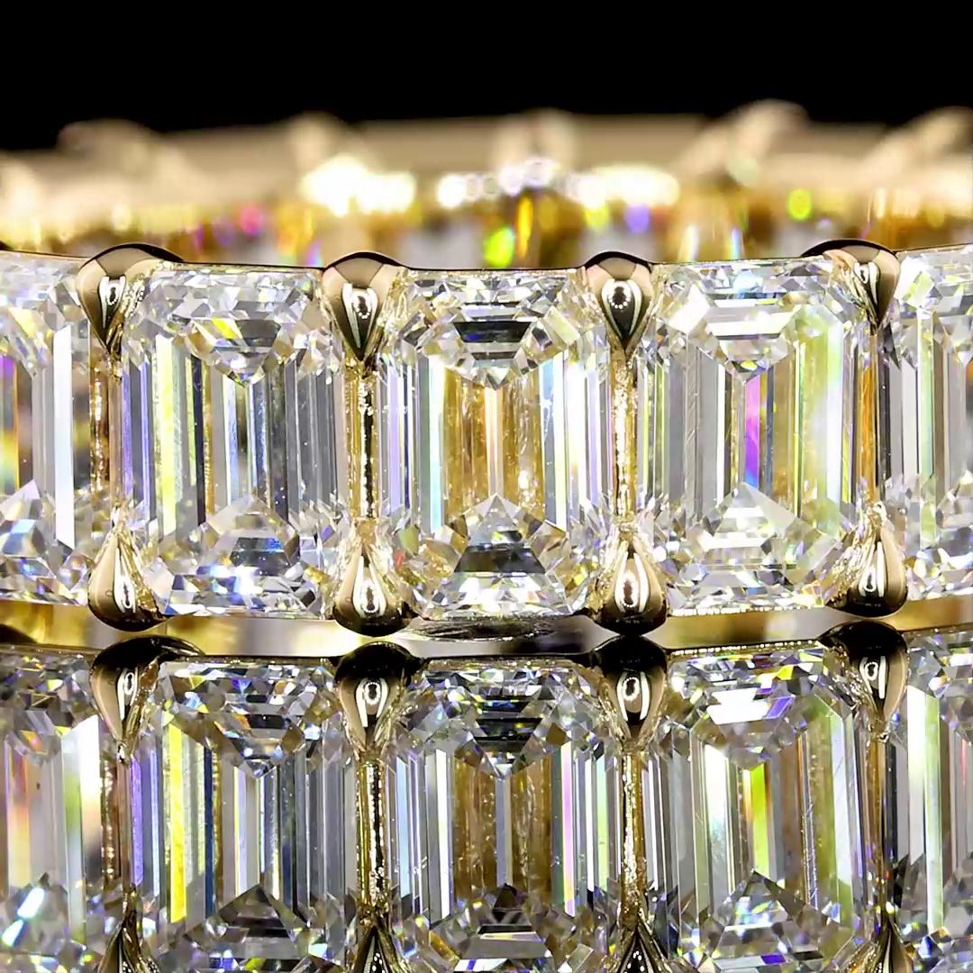 Lab-Grown 5.10 Carat Emerald E-VS1 Diamond 14K Yellow Gold Eternity Band Eternit