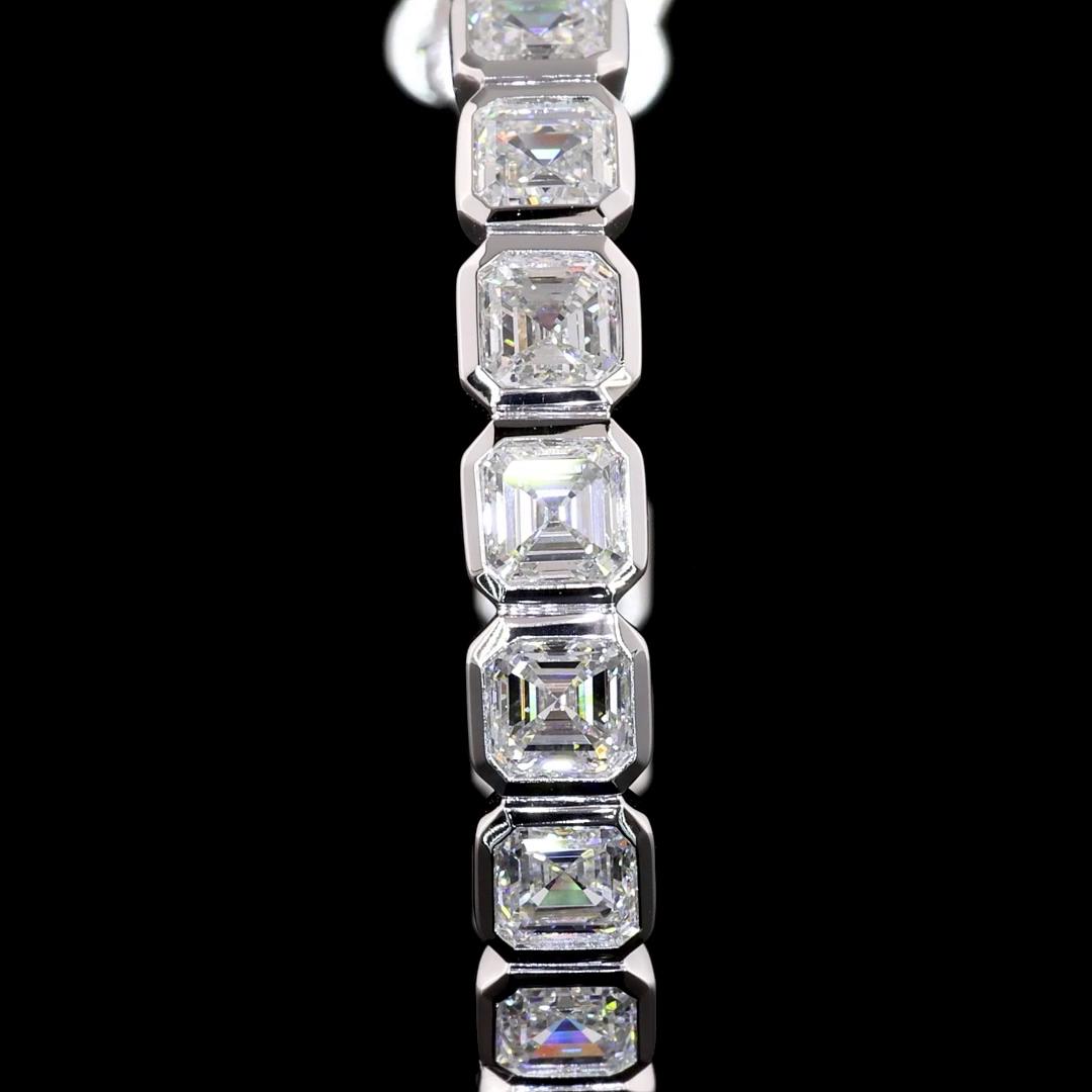 Lab-Grown 5.19 Carat Asscher F-VS1 Diamond 14K White Gold C Hoops Earrings