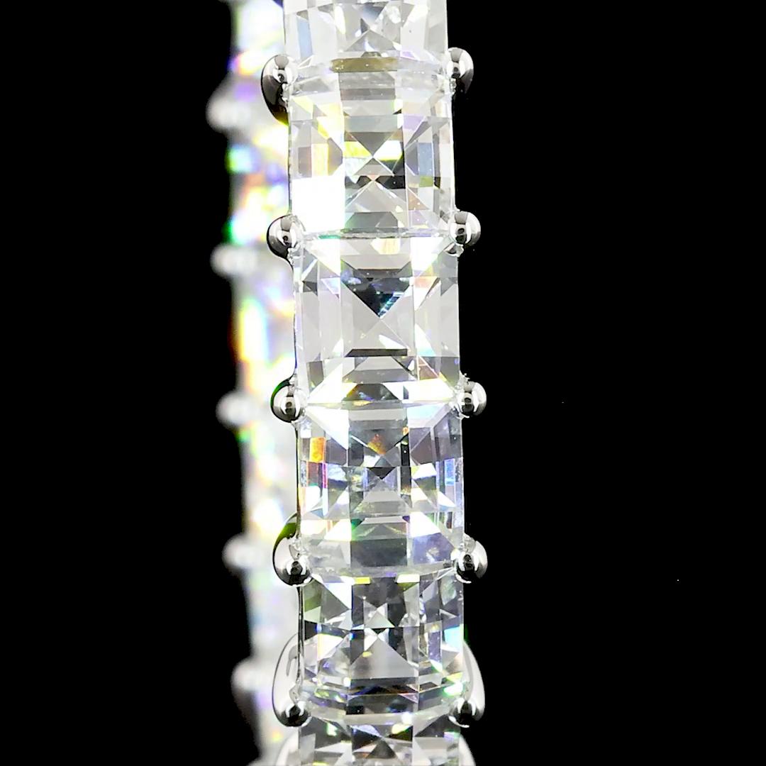 Lab-Grown 5.55 Carat Antique Asscher E-VVS2 Diamond 14K White Gold Hoops Earring