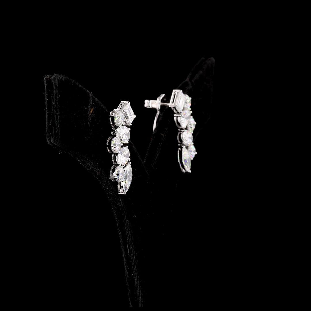 Lab-Grown 5.90 Carat MIX F-VS1 Diamond 14K White Gold Crawler Earrings