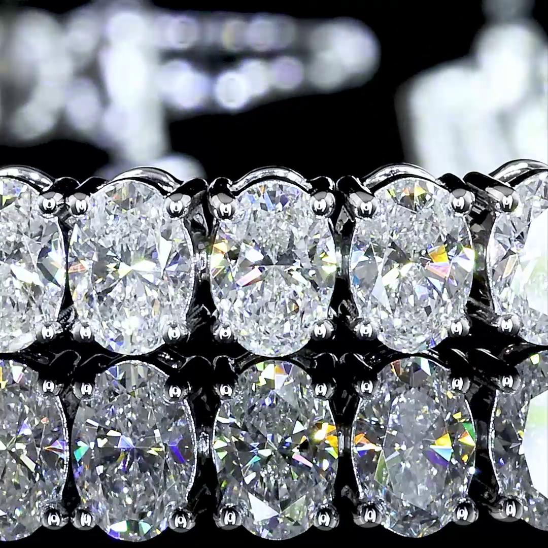 Lab-Grown 7.04 Carat Oval F-VS1 Diamond 14K White Gold Tennis Bracelet