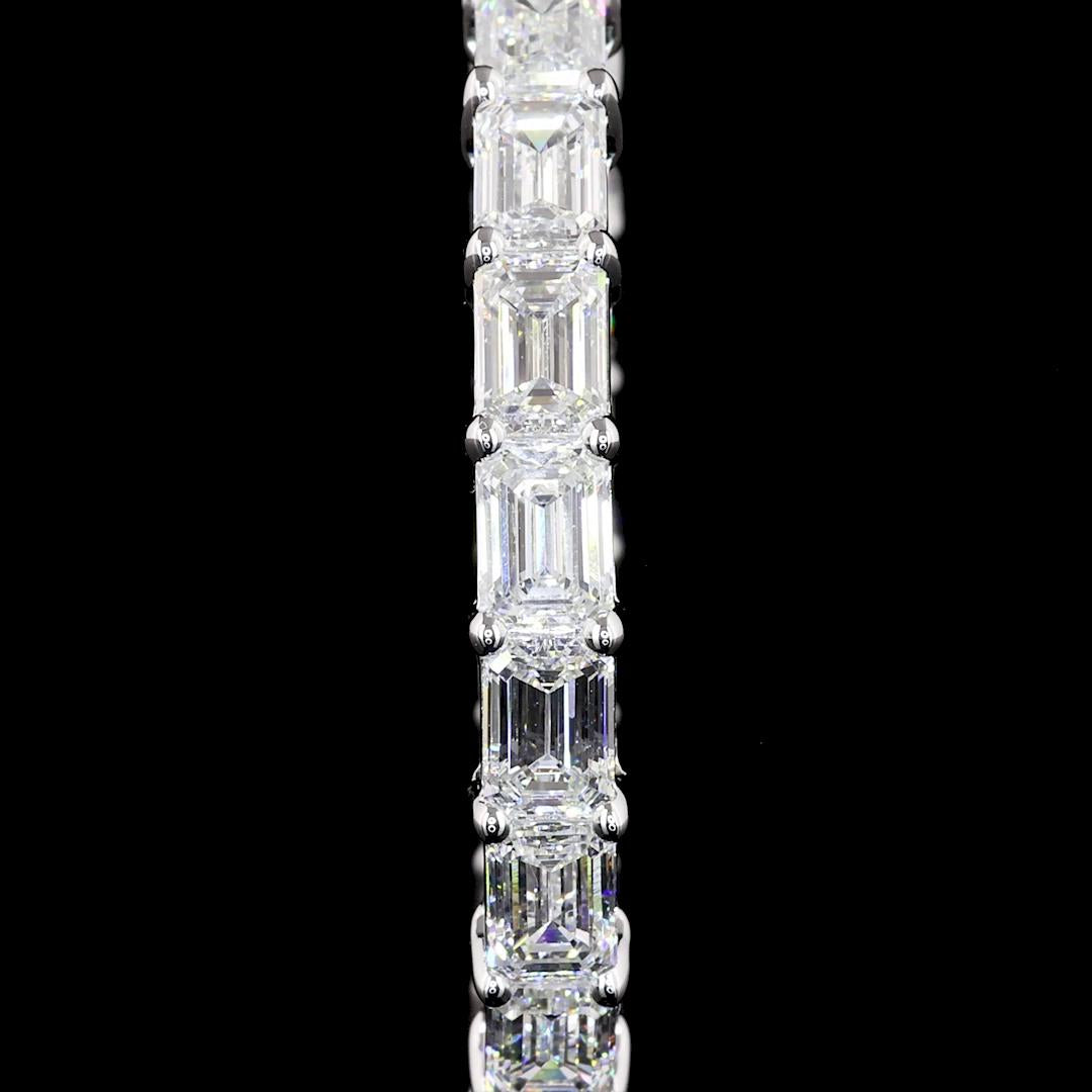 Lab-Grown 7.12 Carat Emerald E-VS1 Diamond 14K White Gold Hoops Earrings