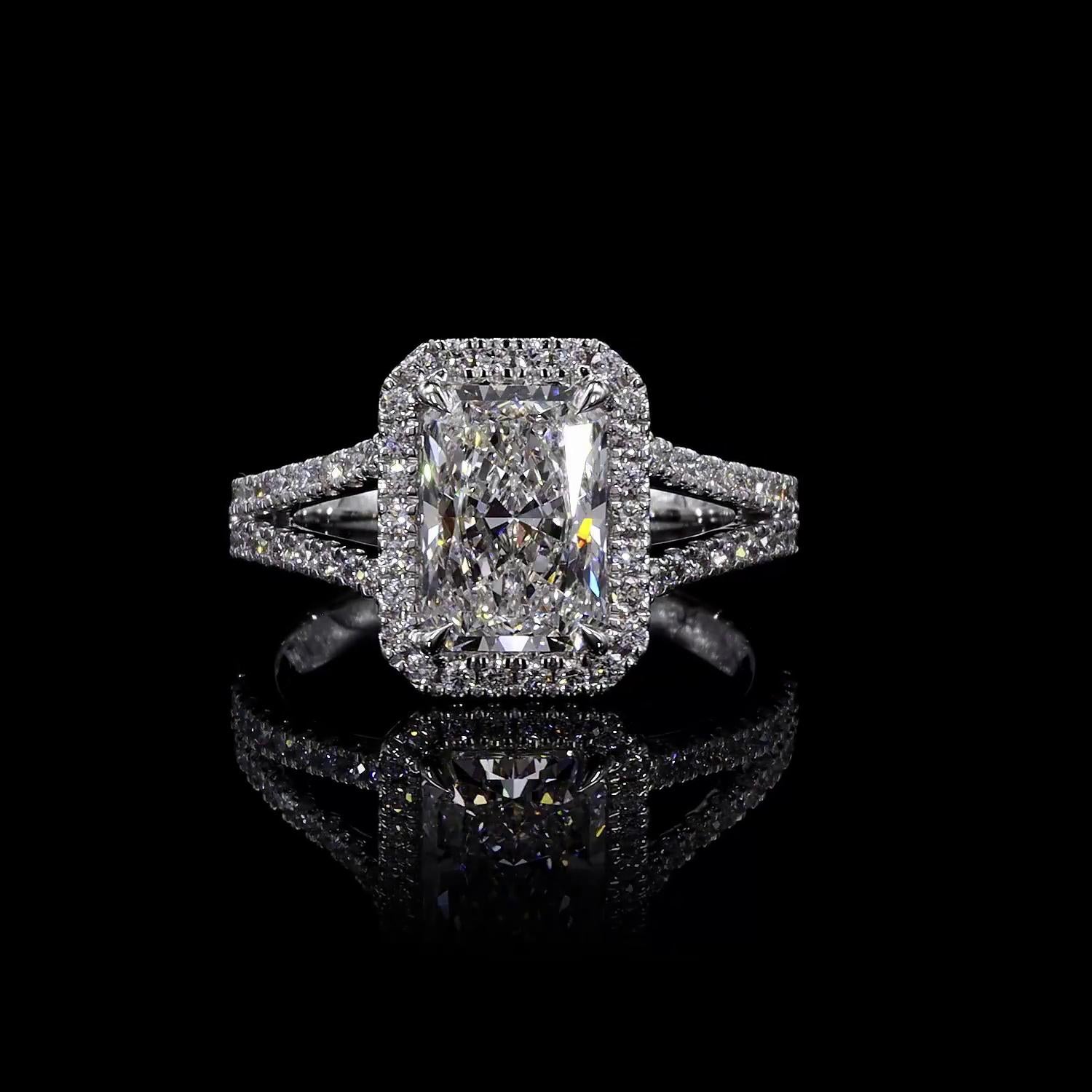 Lab-Grown 8.12 Carat Radiant E-VVS2 Diamond 14K White Gold Split Shank Ring